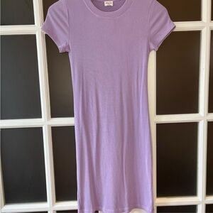 Aritzia/Wilfred Free Go-To Ribbed Jersey Mini T-Shirt Dress - Lavender - Size XS